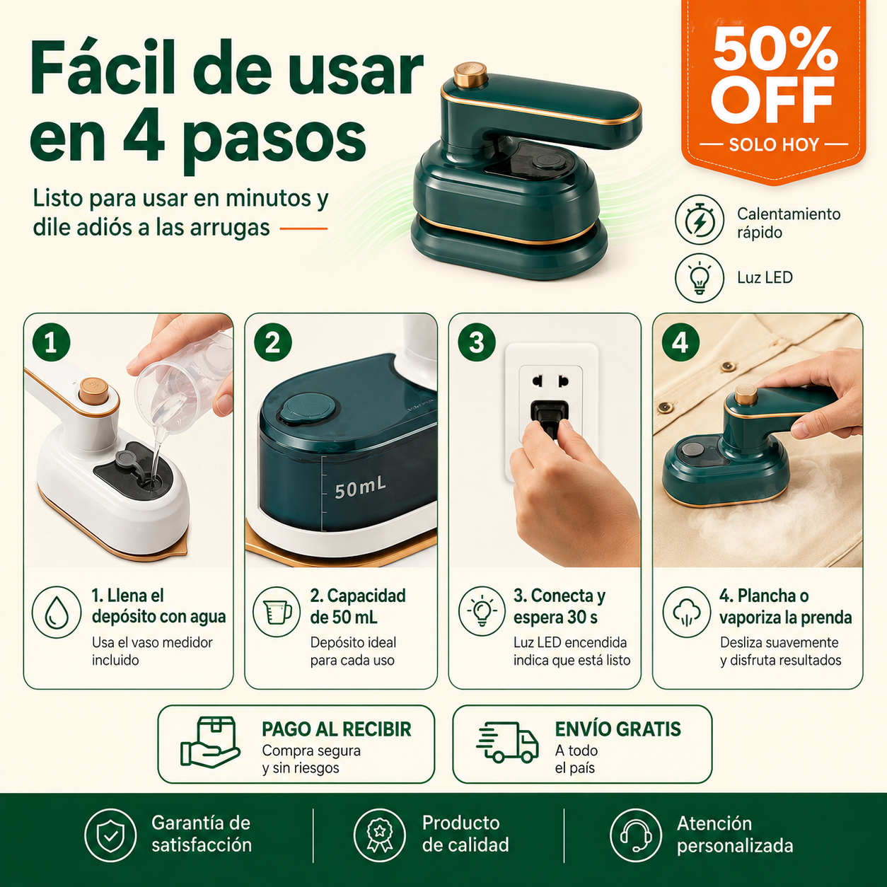 PROMO 🔥 Plancha de Ropa Portátil a Vapor